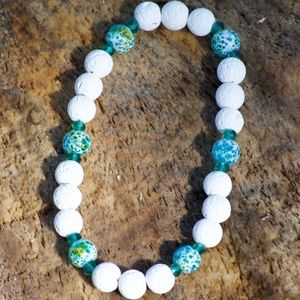 OCEAN JASPER and white lava stone beaded bracelet